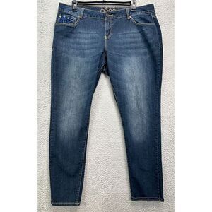Coogi Jeans Womens 22W Plus Blue Distressed‎ Slim Skinny Denim High Rise Ladies